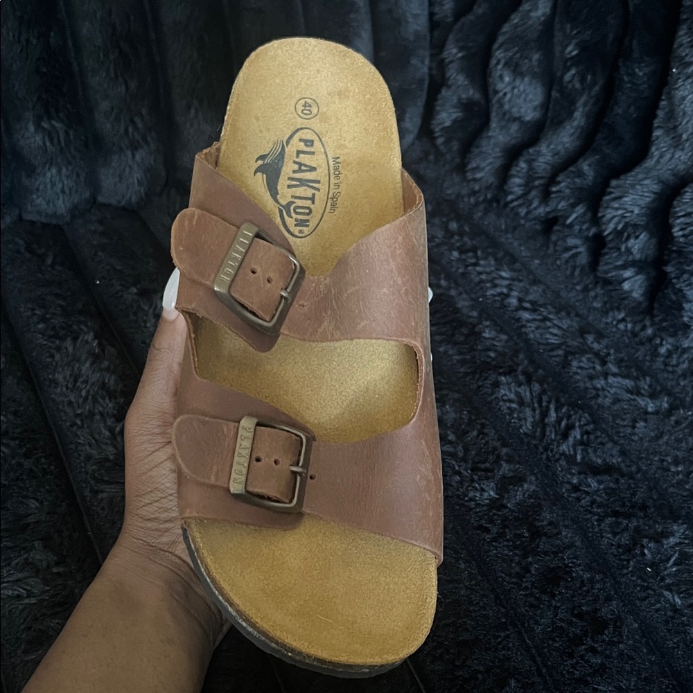 Plakton Brown Leather Sandals - Picture 3 of 5